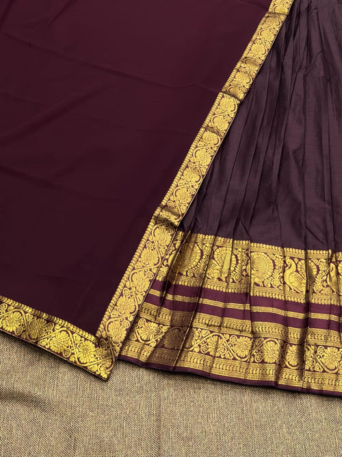 Coffee Brown Half Saree Set with Zari Work and Georgette Dupatta