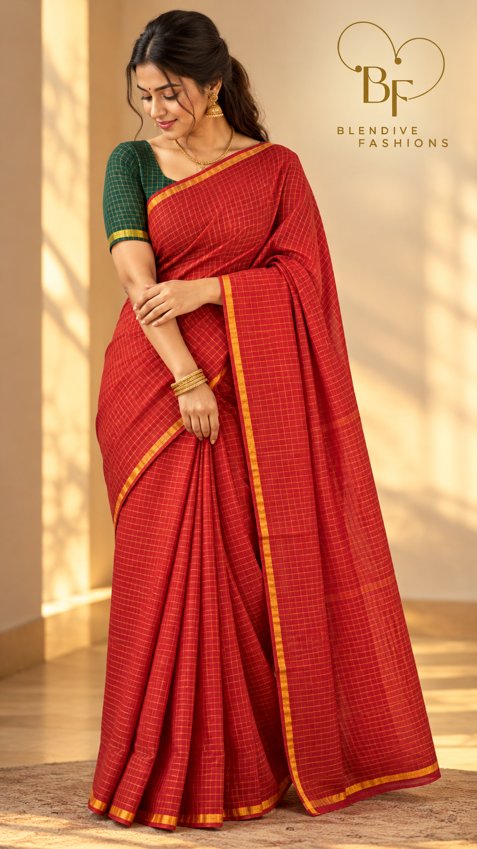 Premium Red and Green Pendax Sungudi Pure Cotton Saree