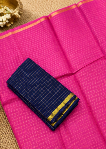 Premium Rani Pink and Blue Contrast Pendax Sungudi Pure Cotton Saree