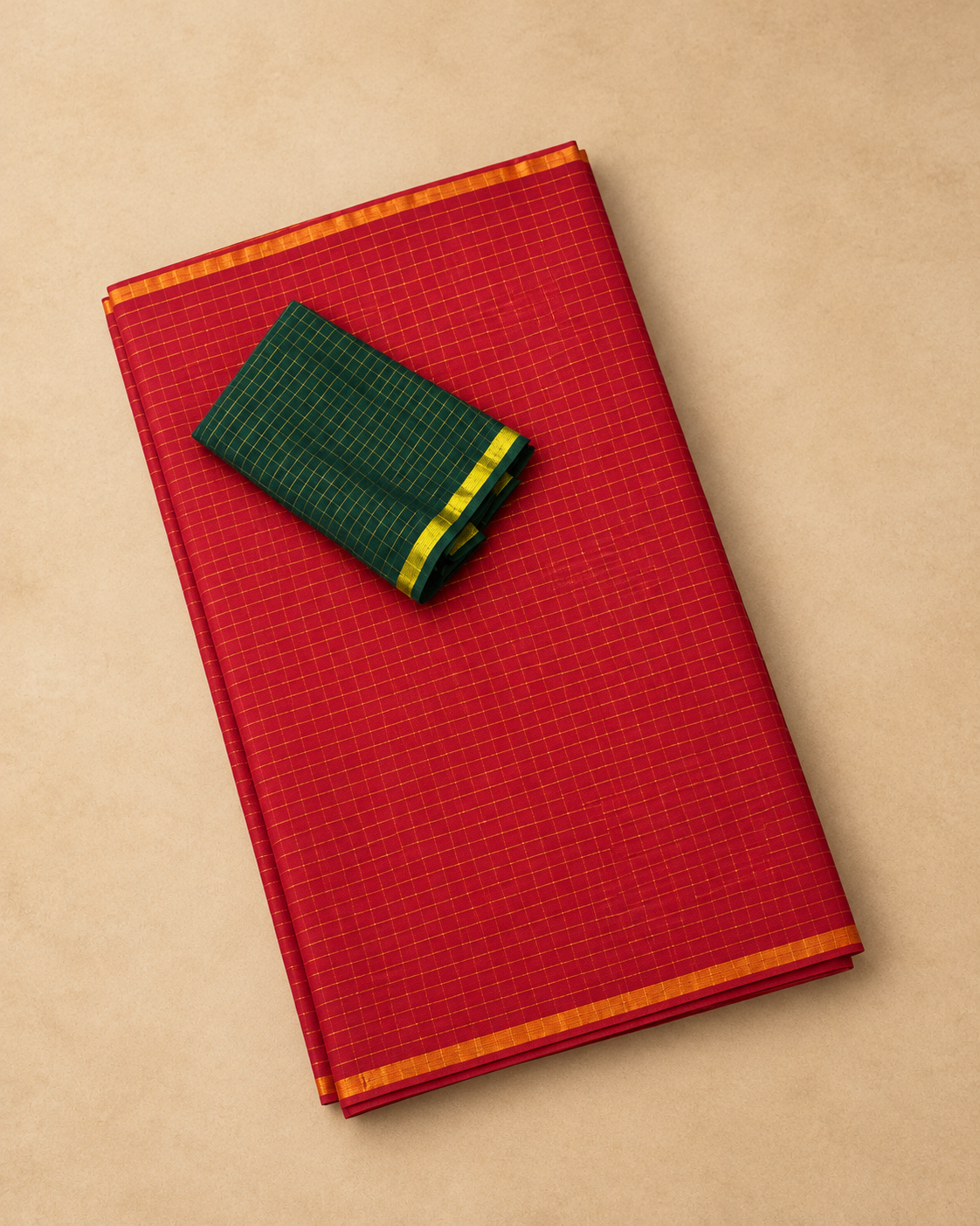 Premium Red and Green Pendax Sungudi Pure Cotton Saree