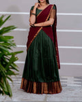Kanchi Cotton Half Saree Set with Zari Work and Georgette Dupatta