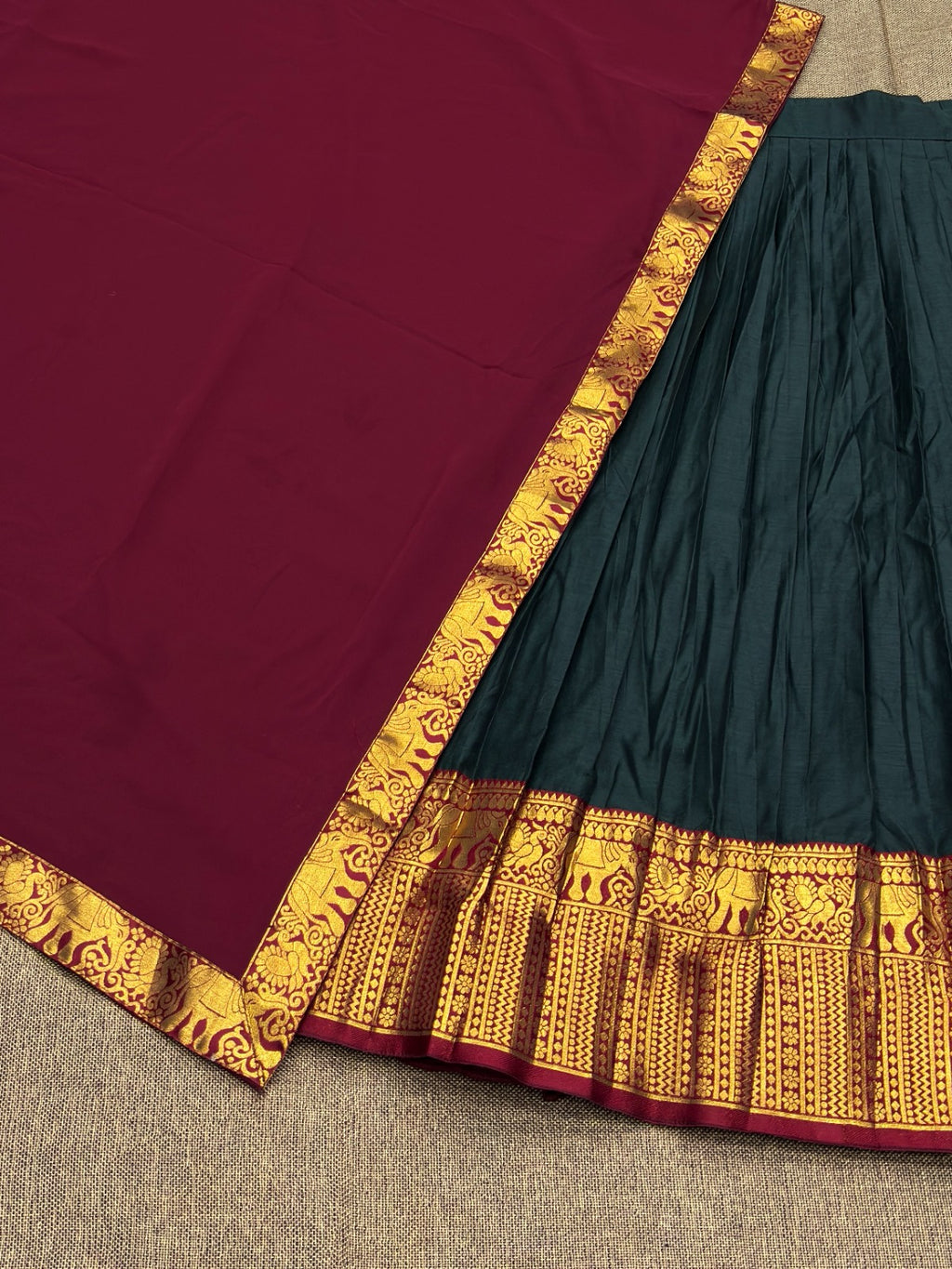 Kanchi Cotton Half Saree Set with Zari Work and Georgette Dupatta