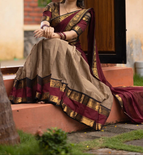 Kanchi Cotton Half Saree Set with Zari Work and Georgette Dupatta